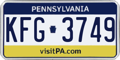 PA license plate KFG3749