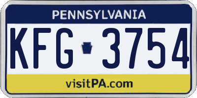 PA license plate KFG3754
