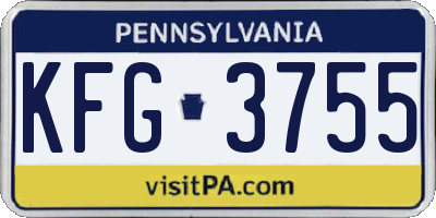 PA license plate KFG3755
