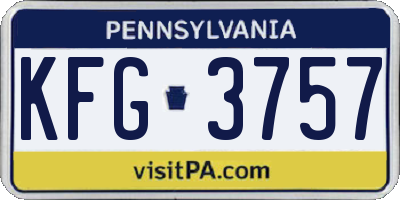 PA license plate KFG3757
