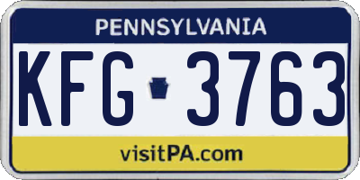 PA license plate KFG3763