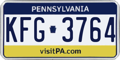 PA license plate KFG3764