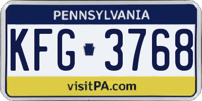 PA license plate KFG3768