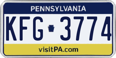 PA license plate KFG3774