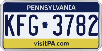 PA license plate KFG3782