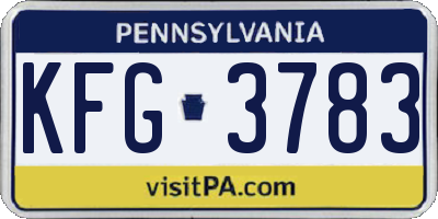 PA license plate KFG3783