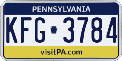 PA license plate KFG3784