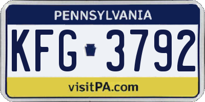 PA license plate KFG3792