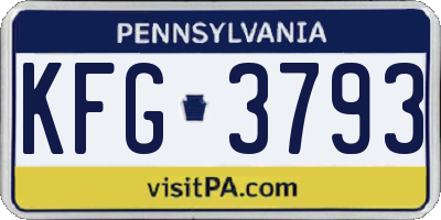 PA license plate KFG3793