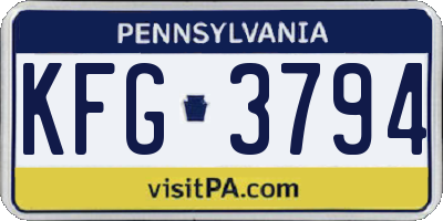 PA license plate KFG3794