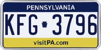 PA license plate KFG3796