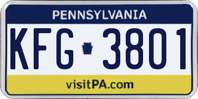 PA license plate KFG3801