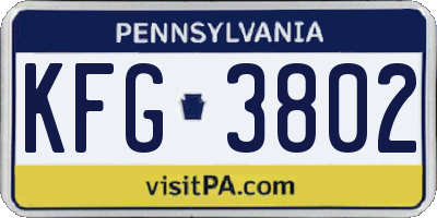 PA license plate KFG3802
