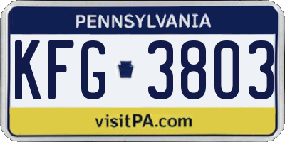 PA license plate KFG3803