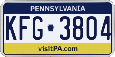 PA license plate KFG3804