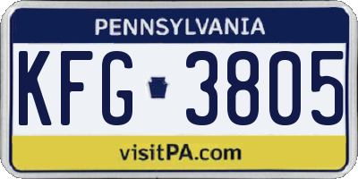 PA license plate KFG3805