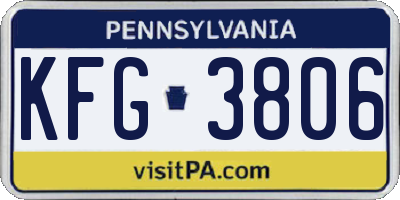 PA license plate KFG3806