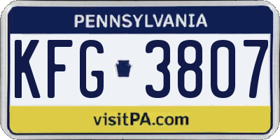 PA license plate KFG3807