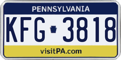 PA license plate KFG3818