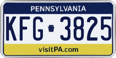 PA license plate KFG3825