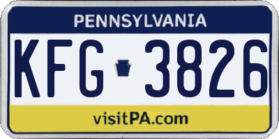 PA license plate KFG3826