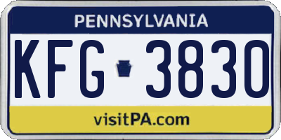 PA license plate KFG3830