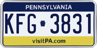 PA license plate KFG3831