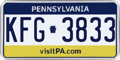 PA license plate KFG3833