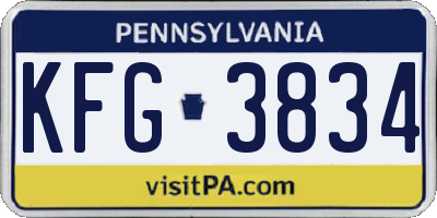 PA license plate KFG3834