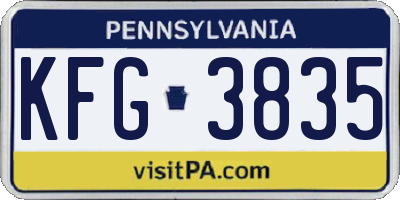 PA license plate KFG3835