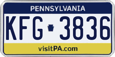 PA license plate KFG3836