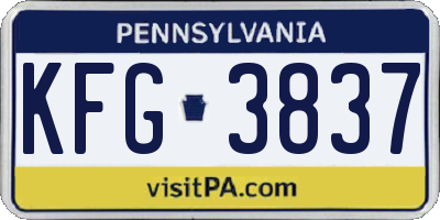 PA license plate KFG3837