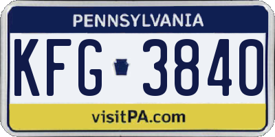 PA license plate KFG3840