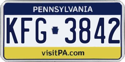 PA license plate KFG3842