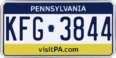 PA license plate KFG3844