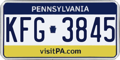 PA license plate KFG3845