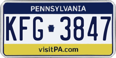 PA license plate KFG3847