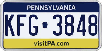 PA license plate KFG3848