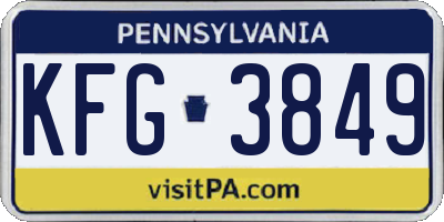 PA license plate KFG3849