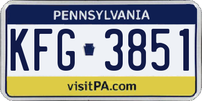 PA license plate KFG3851