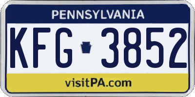 PA license plate KFG3852