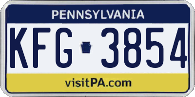 PA license plate KFG3854