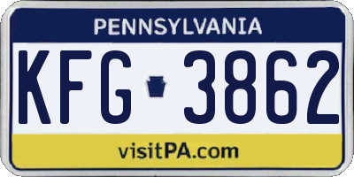 PA license plate KFG3862