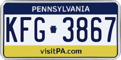 PA license plate KFG3867