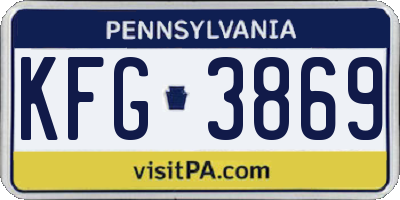 PA license plate KFG3869