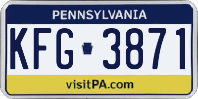 PA license plate KFG3871