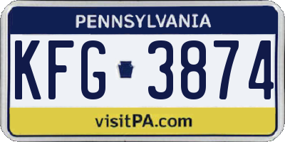 PA license plate KFG3874