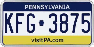 PA license plate KFG3875