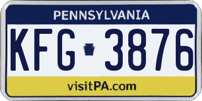 PA license plate KFG3876