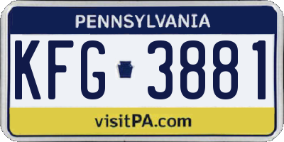 PA license plate KFG3881